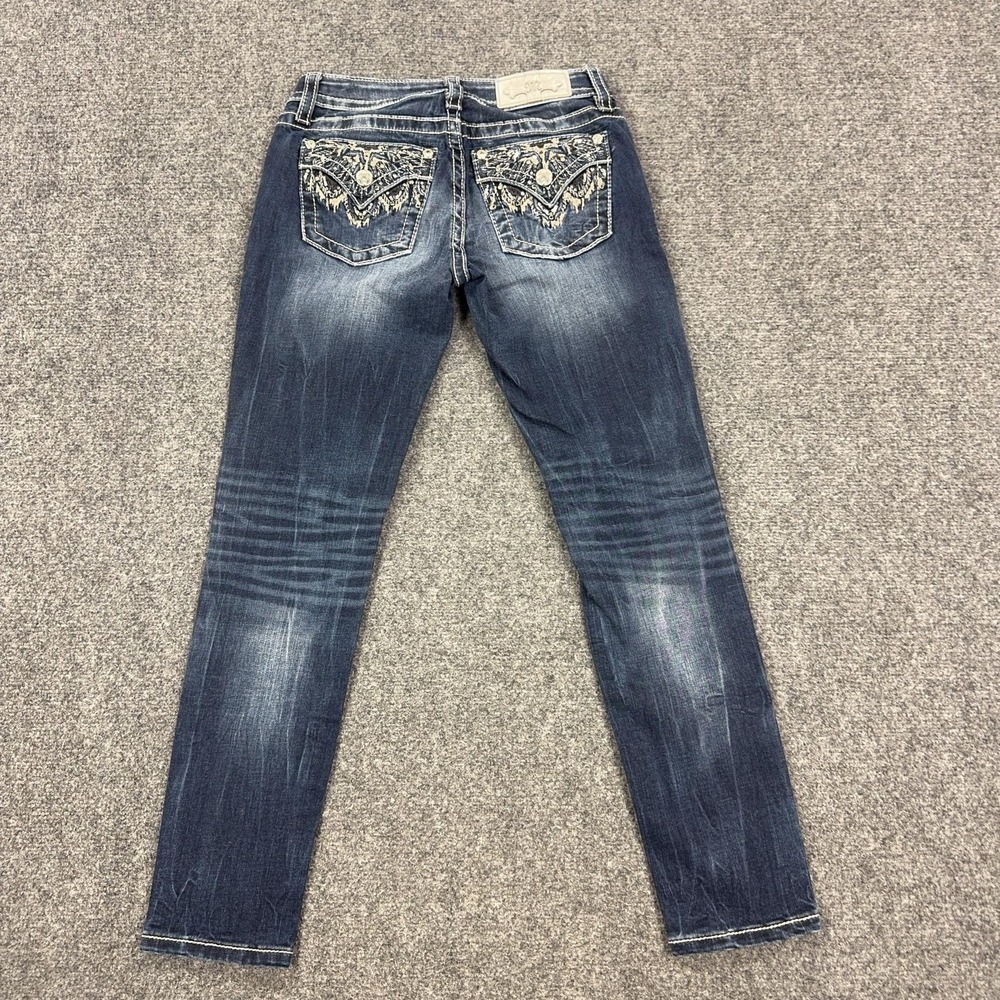 Miss Me Jeans Womens 26 Blue Signature Ankle Skinny Embellished Denim J3239AKA